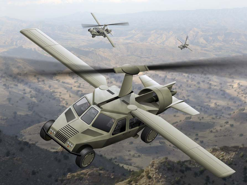 Illustration for article titled These Are DARPA's "Flying Humvee" Transformer Concepts